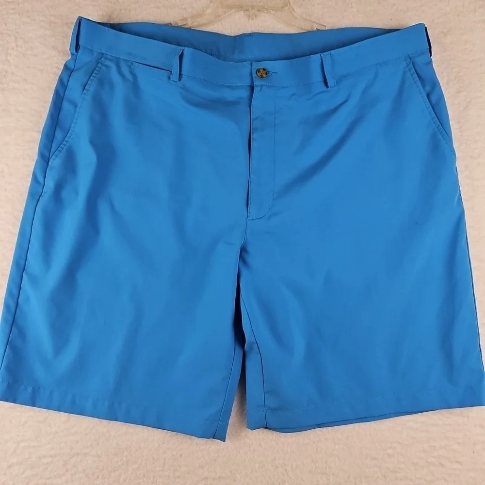 PGA Tour Athletic‎ Golf Shorts Men's 42 Sky Blue Flat Front Slash Pocket Wicking